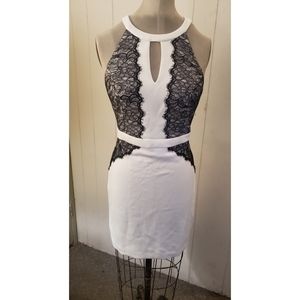Guess classy white dress with black lace